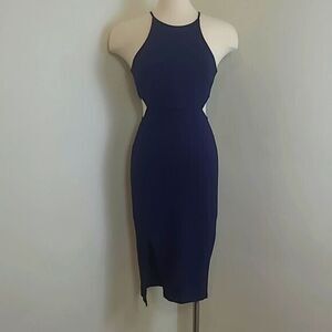 Soprano Womens Blue Sleeveless Cut Out Halter Dress Size Medium